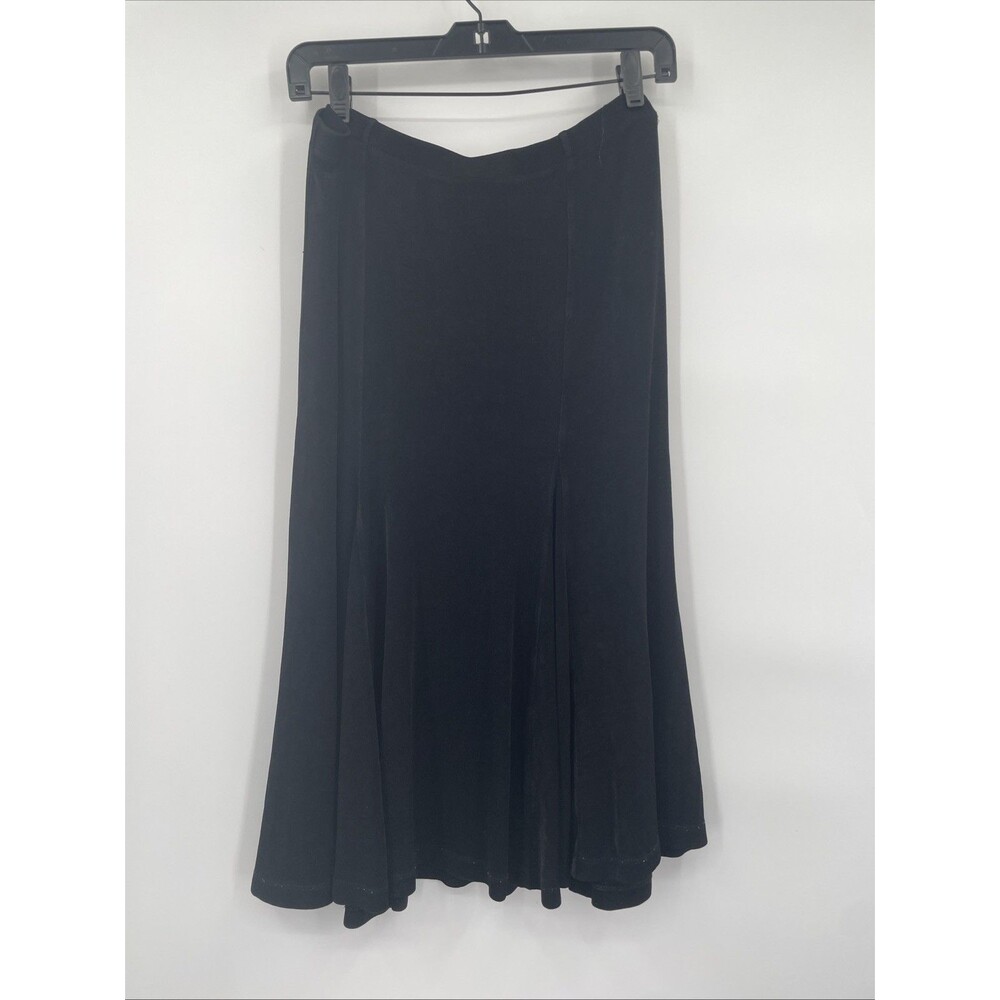 Vintage Cold Water Creek Black Midi Skirt USA Stretch PL Petite Large